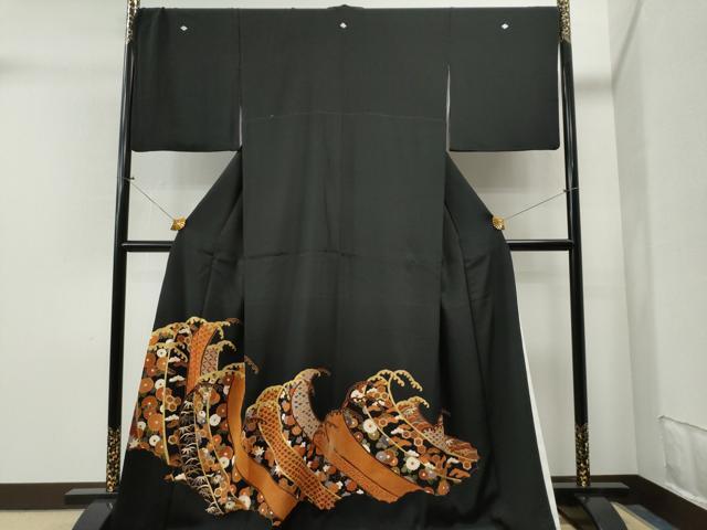 平和屋着物■豪華黒留袖　立波吉祥花文　金彩　正絹　逸品　CAAI8750yc