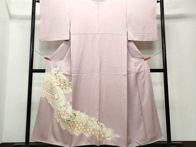 平和屋着物■豪華色留袖　刺繍　亀甲草花文　正絹　逸品　CAAI1885vf