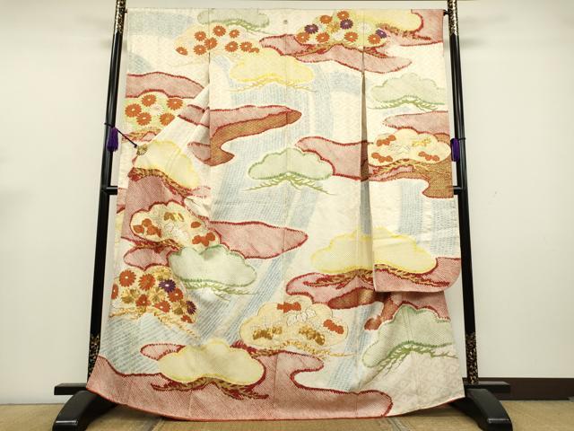 平和屋着物■豪華振袖　駒刺繍　絞り　松花文　金彩　正絹　逸品　CAAK2003id