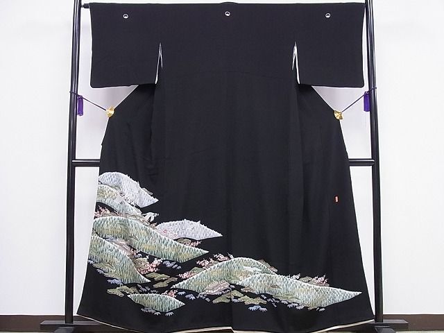 平和屋着物■豪華黒留袖　作家物　風景飛鶴松竹梅　逸品　CAAB1858ev