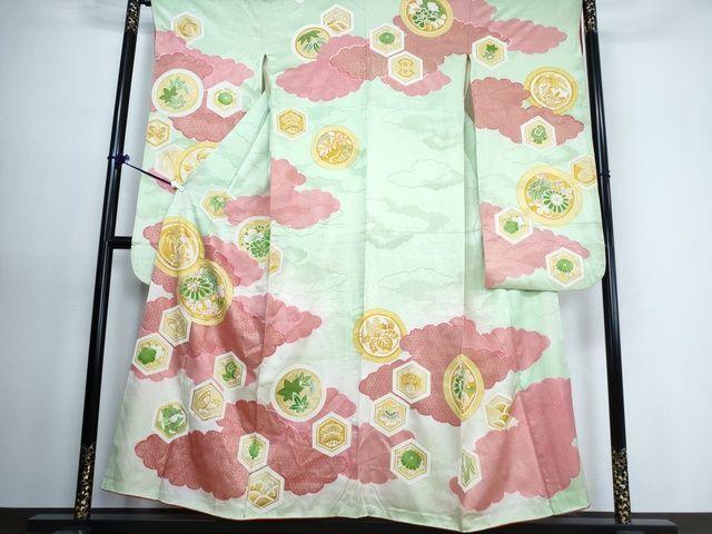 平和屋着物■豪華振袖　駒刺繍　草花丸文　金彩　逸品　DAAH3615ar