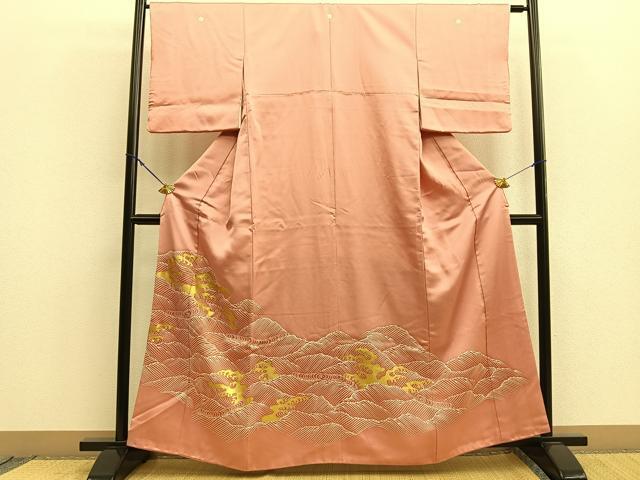 平和屋着物■豪華色留袖　立波文　金彩　正絹　逸品　BAAM1346ui