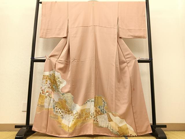平和屋着物■豪華色留袖　作家物　駒刺繍　色紙道長文様　金銀彩　正絹　逸品　BAAM3194ev