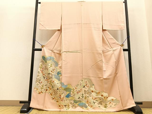 平和屋着物■豪華色留袖　道長飛鶴花文　金彩　正絹　逸品　BAAM9595xa