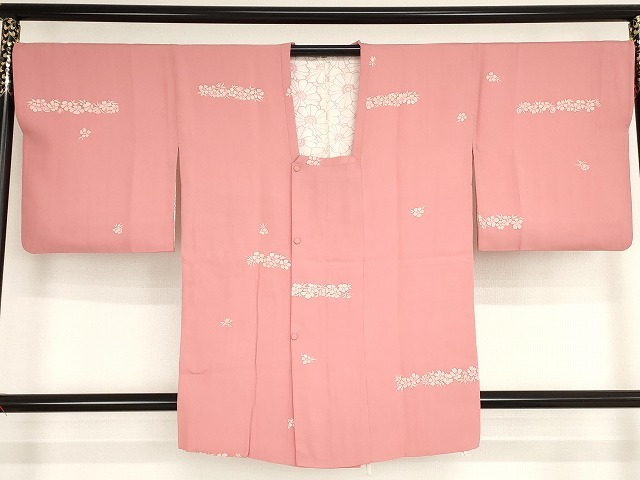 平和屋着物■道行コート　草花文　正絹　逸品　AAAN0418bw