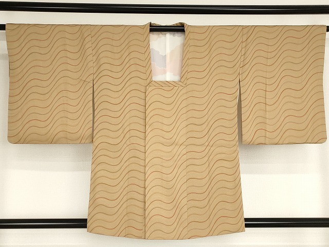 平和屋着物■道行コート　地紋起こし　流水文　正絹　逸品　AAAN0419bw