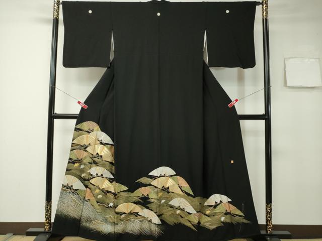 平和屋着物■豪華黒留袖　作家物　駒刺繍　流水松飛鳥文　金銀彩　正絹　逸品　CAAK3101ev