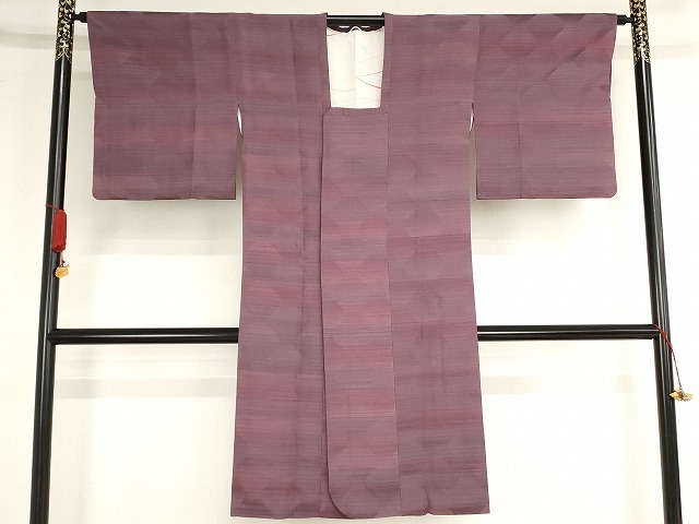 平和屋着物■道行コート　縞　ロング丈　正絹　逸品　AAAN8846bw