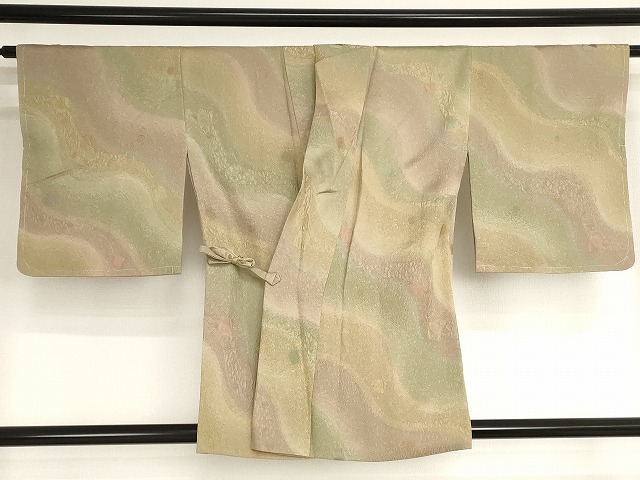 平和屋着物■道中着　よろけ色紙間道　正絹　逸品　未使用　AAAN8815bw