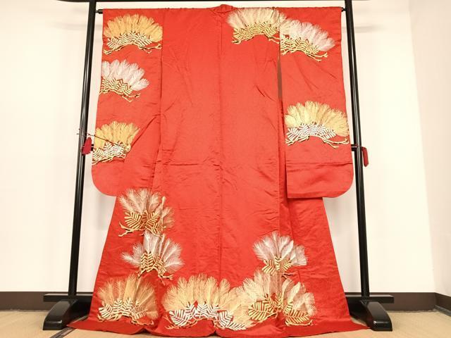 平和屋着物●豪華振袖　刺繍　松文　金銀糸　ロング丈　正絹　逸品　AAAM6745ph