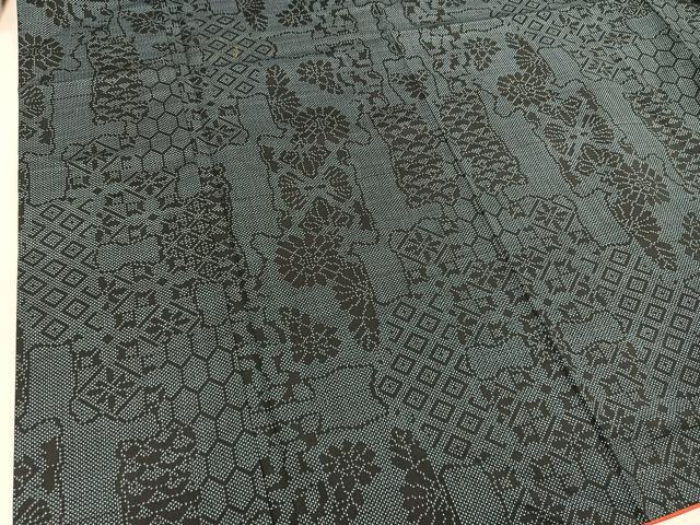 平和屋着物■本場大島紬　7マルキ　草花文　正絹　逸品　BAAM1741xi