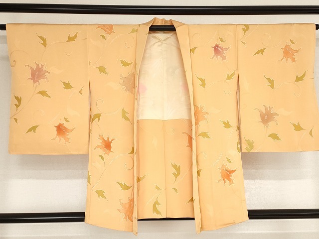 平和屋着物■羽織　地紋起こし　草花文　正絹　逸品　未使用　AAAN8824bw