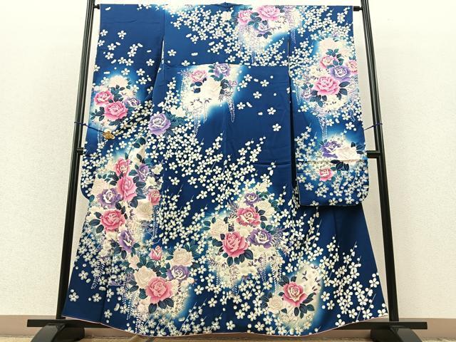 平和屋着物■豪華振袖　薔薇　暈し染め　たたき染め　金彩　正絹　逸品　BAAL2597ow