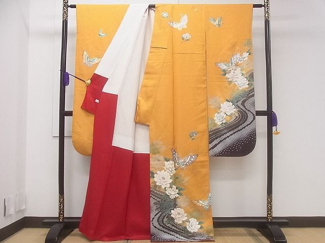 平和屋着物■豪華振袖　花蝶文　暈し染め　金銀彩　逸品　CAAF0136ev