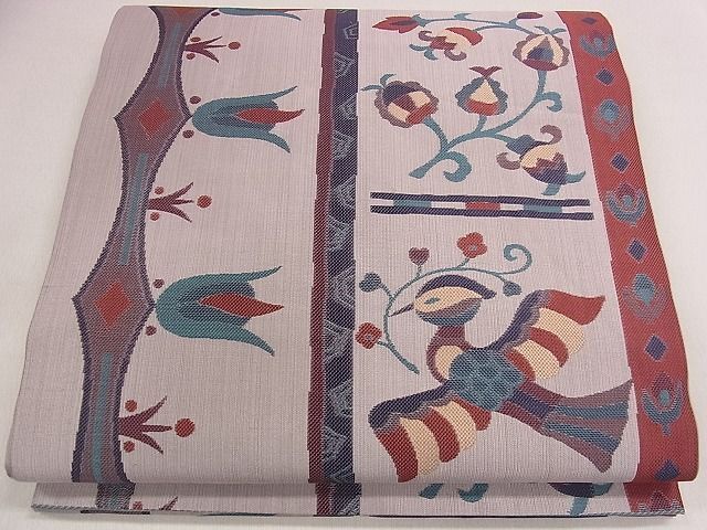平和屋着物◎六通柄袋帯　花喰い鳥　逸品　CAAD0697eg