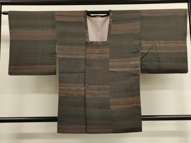 平和屋着物■道行コート　横段文　鈴乃屋扱い　正絹　逸品　CAAK3695dy