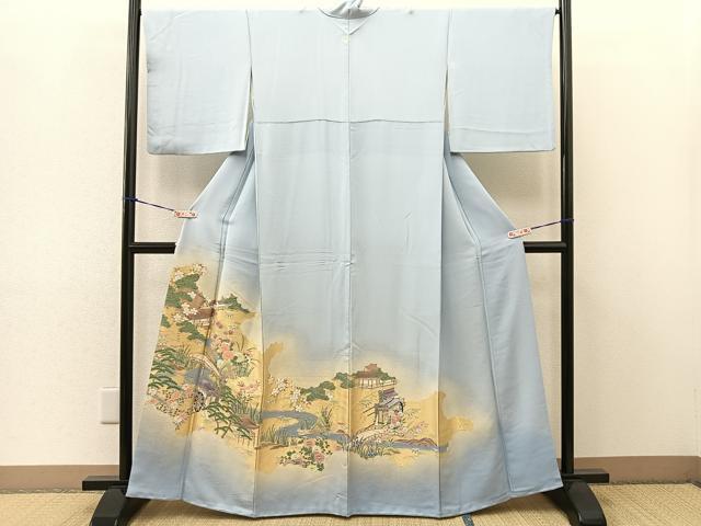 平和屋着物■豪華色留袖　寿光織　雲隠れ風景草文　暈し染め　金糸　正絹　逸品　BAAL5898me