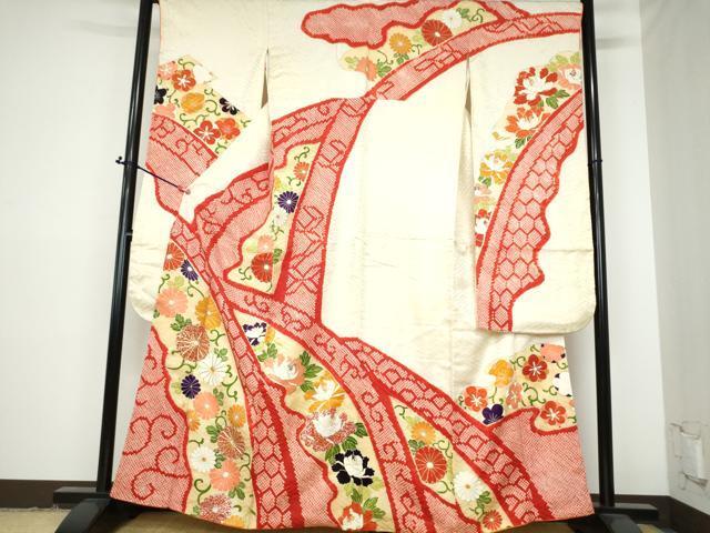平和屋着物■豪華振袖　駒刺繍　絞り　草花文　金銀彩　正絹　逸品　DAAK5028ar