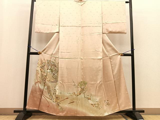 平和屋着物■豪華色留袖　鳳凰扇面花文　暈し染め　金彩　正絹　逸品　BAAK9540yc