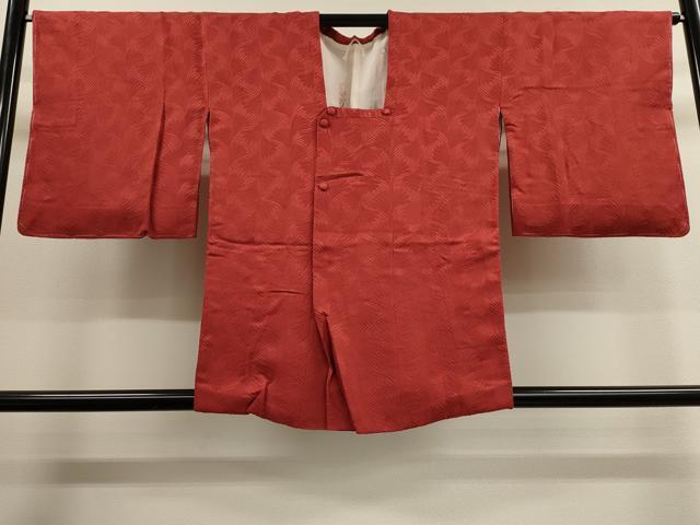 平和屋着物■道行コート　吉祥地紋　深緋色　正絹　逸品　未使用　CAAK3719dy