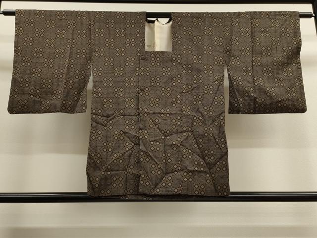 平和屋着物■道行コート　本場大島紬　市松菱文　正絹　逸品　CAAK3715dy