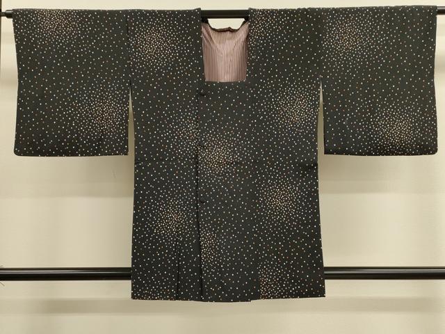 平和屋着物■道行コート　吉祥丸文　黒地　正絹　逸品　CAAK3698dy