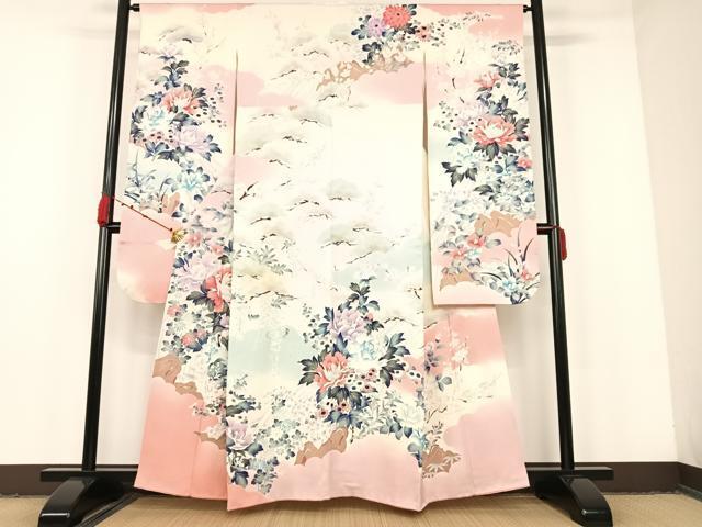 平和屋着物●豪華振袖　枝花文　正絹　逸品　AAAM5930ph