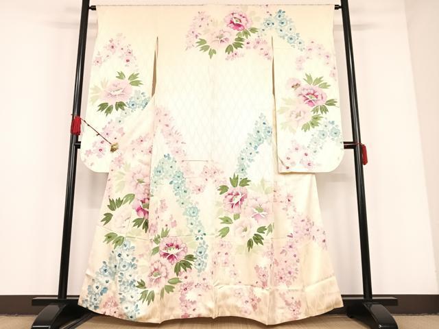 平和屋着物●豪華振袖　手描き　草花文　正絹　逸品　AAAM5922ph