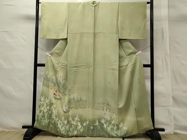 平和屋着物■豪華色留訪問着　作家物　手描き　鴛鴦草花文　暈し染め　正絹　逸品　CAAK1602oy