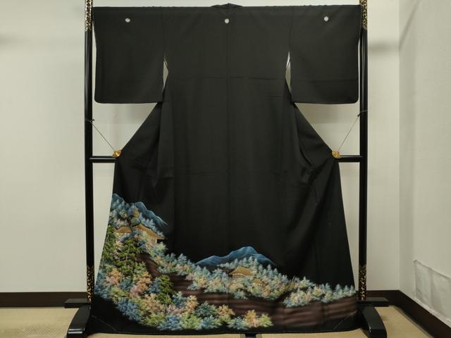 平和屋着物■豪華黒留袖　手描き　東大寺　金彩　正絹　逸品　未使用　CAAK0047in