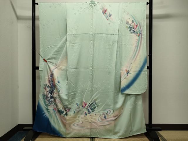 平和屋着物■豪華振袖　草花舞蝶文　暈し染め　金銀彩　正絹　逸品　CAAK0087in