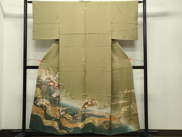 平和屋着物■十日町友禅作家　龍谷　色留袖　地紙重ね松竹梅文　暈し染め　金銀彩　正絹　逸品　CAAJ6931gh