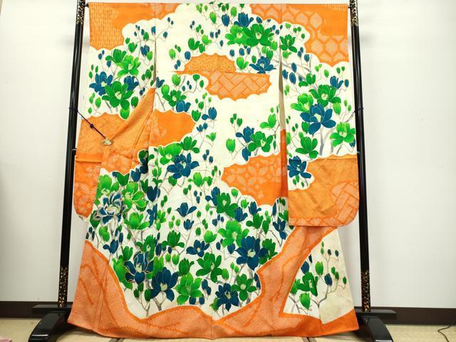 平和屋着物■豪華振袖　駒刺繍　絞り　枝花文　金彩　正絹　逸品　DAAJ2480ud
