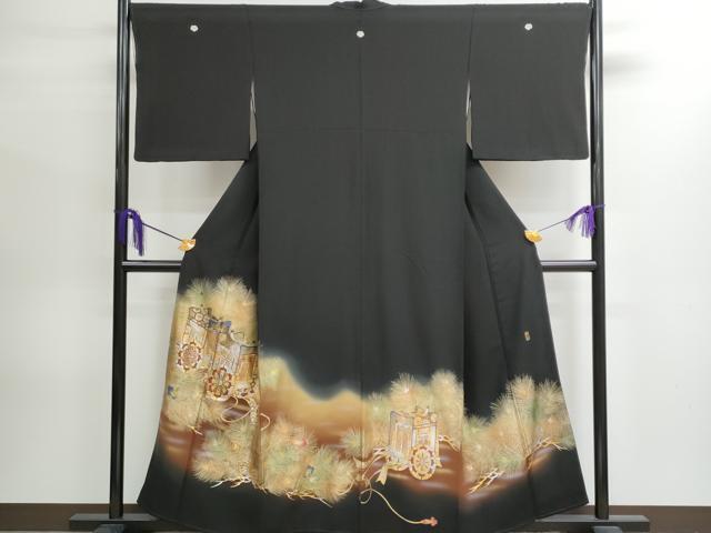 平和屋着物■豪華黒留袖　作家物　御所車枝松葉文　暈し染め　金彩　正絹　逸品　CAAJ6642fb