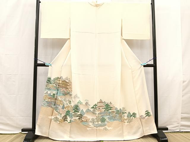 平和屋着物●豪華色留袖　寿光織　京風景文　金糸　正絹　逸品　BAAK4076yt