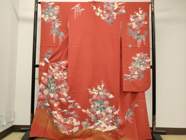 平和屋着物■豪華振袖　刺繍　御所車枝花文　金彩　正絹　逸品　CAAI7533ev