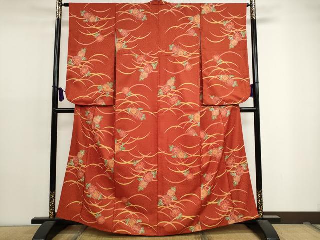 平和屋着物■小振袖　芝草花文　洗える着物　CAAI3488ut