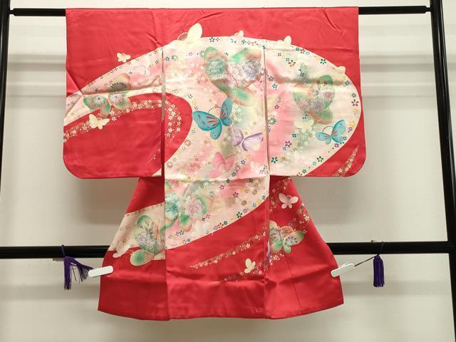 平和屋着物■女の子　祝着　産着　初着　のしめ　お宮詣り　舞蝶文　金銀彩　逸品　CAAH8639gh
