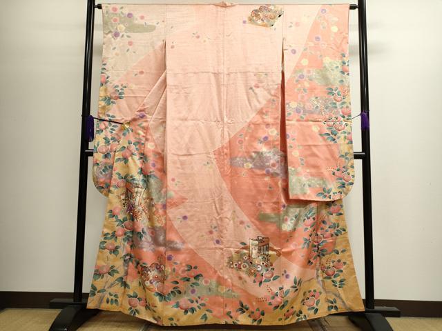 平和屋着物■豪華振袖　御所車吉祥草花文　暈し染め　金彩　逸品　CAAI4265ze