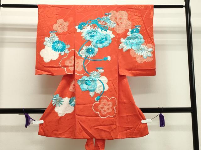 平和屋着物■女の子　祝着　産着　初着　のしめ　お宮詣り　刺繍　絞り　文箱舞花文　金糸　逸品　CAAH8633gh