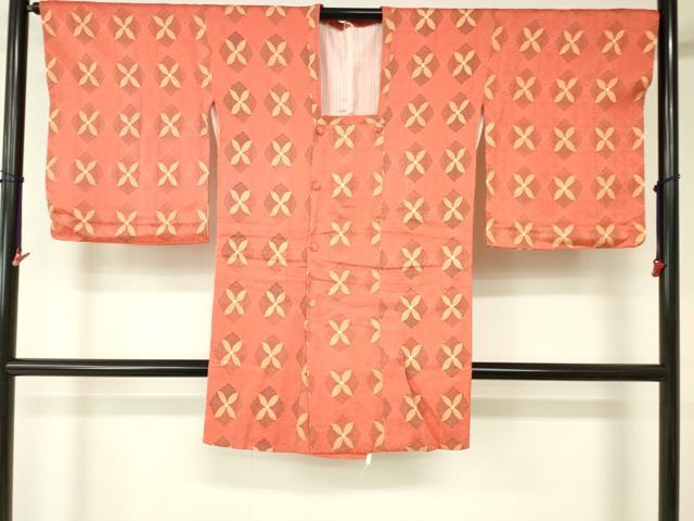 平和屋着物■道行コート　地紋起こし　舞花文　正絹　逸品　DAAK9105cm