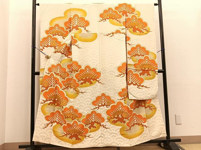 平和屋着物■豪華振袖　駒刺繍　松　正絹　逸品　BAAM3561ui