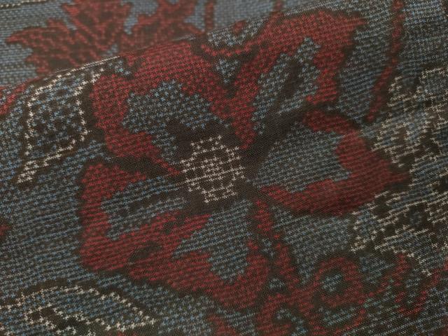 平和屋着物■本場大島紬　泥染め　7マルキ　花唐草文　正絹　逸品　CAAK9738gh