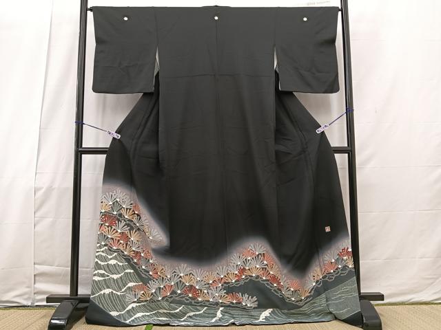 平和屋着物■豪華黒留袖　作家物　刺繍　浜松文　暈し染め　金彩　正絹　逸品　BAAM0330bs