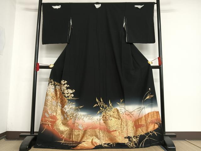 平和屋着物■豪華黒留袖　作家物　花鼓文　暈し染め　金彩　ロング丈　正絹　逸品　未使用　AAAM8333np