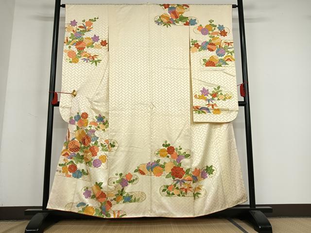 平和屋着物■豪華振袖　駒刺繍　エ霞花文　金彩　正絹　逸品　AAAM9284zg