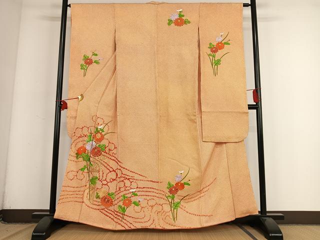 平和屋着物■豪華振袖　絞り　総刺繍　草花文　金糸　正絹　逸品　AAAM9269zg