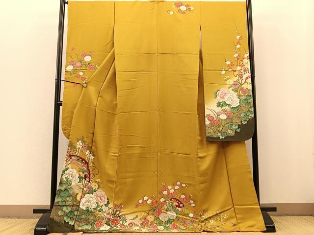 平和屋着物■豪華振袖　檜扇花文　暈し染め　金彩　正絹　逸品　BAAM0994gt