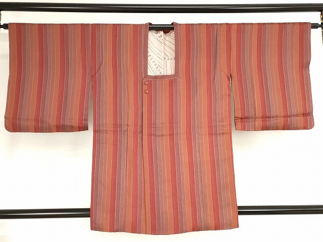 平和屋着物■道行コート　間道　正絹　逸品　AAAN0456bw