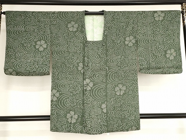 平和屋着物■道行コート　総絞り　流水草花文　正絹　逸品　AAAN0457bw